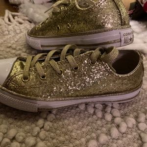 Girls converse gold shoes
